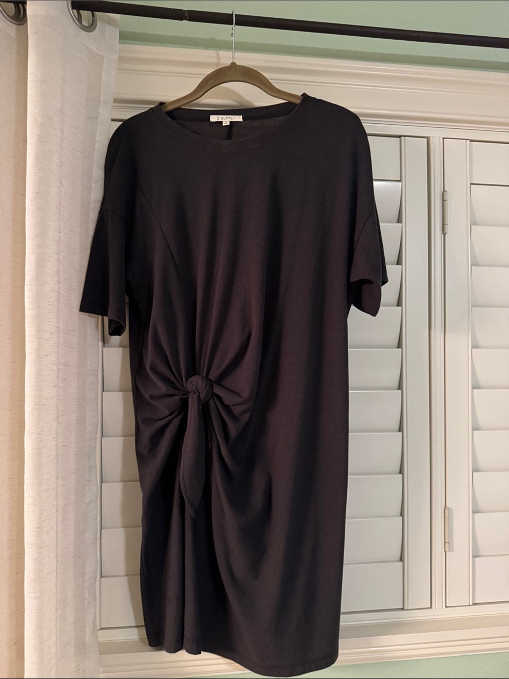Z Supply Black Knot-Front T-Shirt Dress